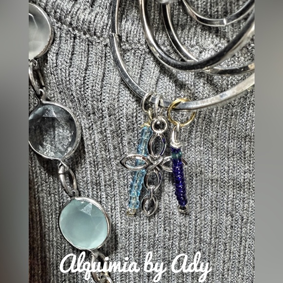 Multi turquoise charms layered statement bandanna scarf necklace - Picture 3 of 8